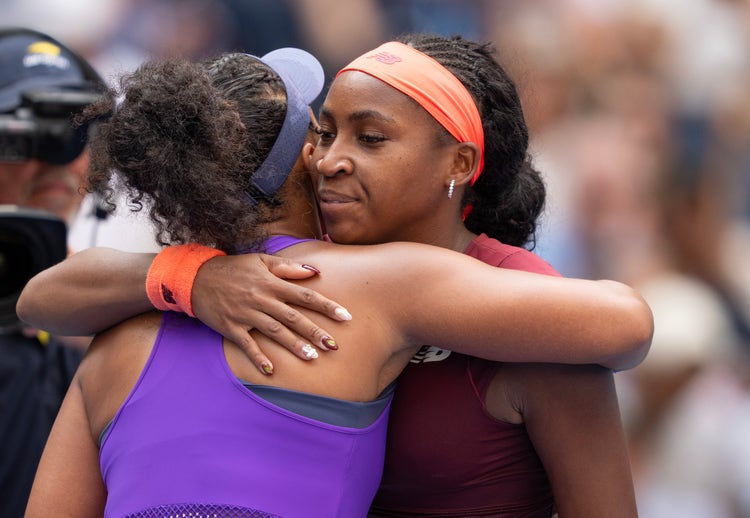 Naomi Osaka embraces Coco Gauff at 2025 US Open