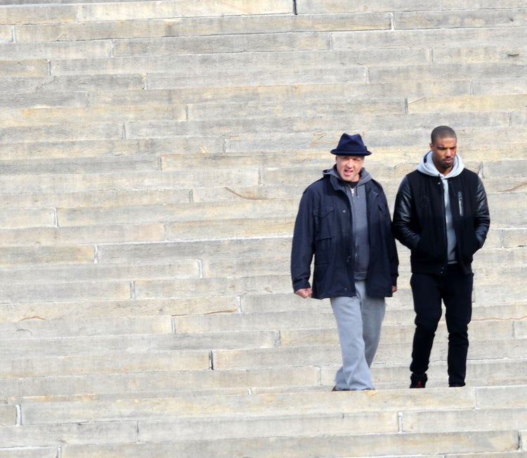 Sylvester Stallone and Michael B. Jordan