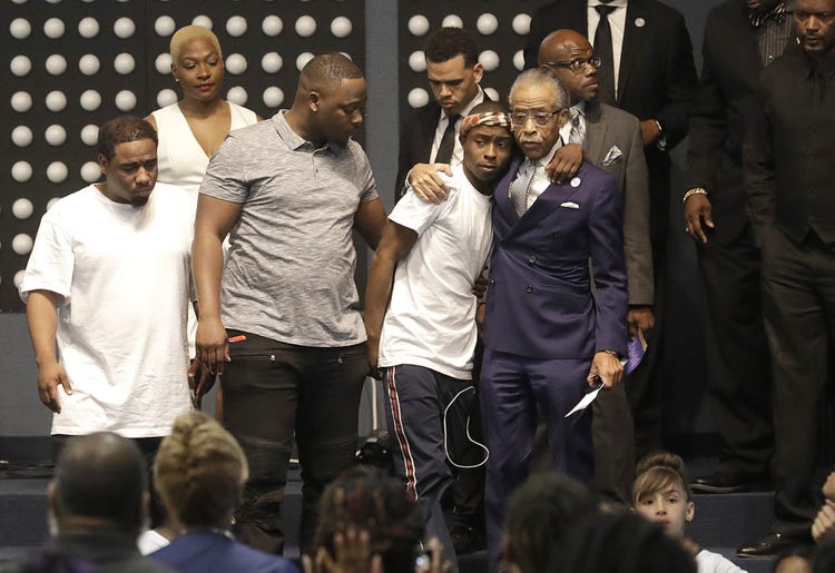 Rev. Al Sharpton and Stevante Clark at Stephon Clark's funeral