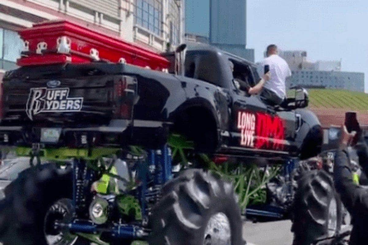 DMX takes one last ride through NYC on massive Ruff Ryders monster truck