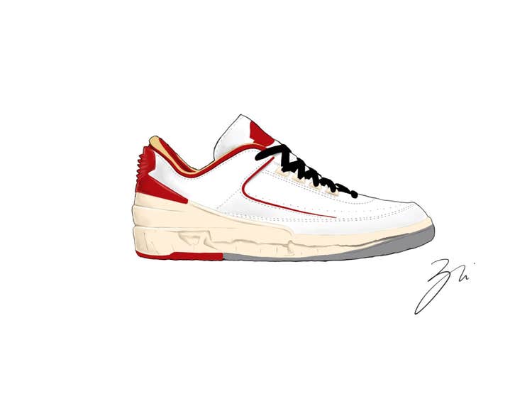 Off-White x Air Jordan 2 Lows in white/red
