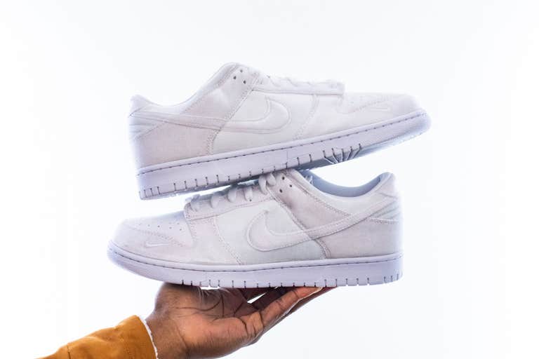 Dover Street Market x Nike Dunk Low in Triple White velvet