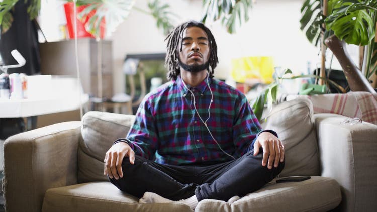 Man meditating and relaxing