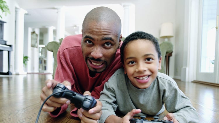 Father and son gaming