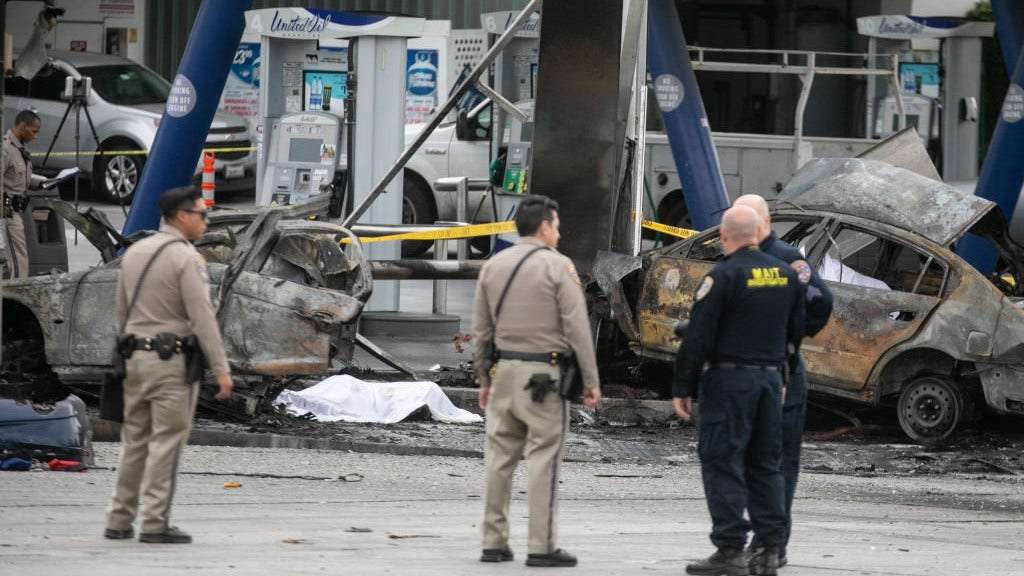 Speeding driver leaves 6 dead, 8 injured in fiery Los Angeles car crash