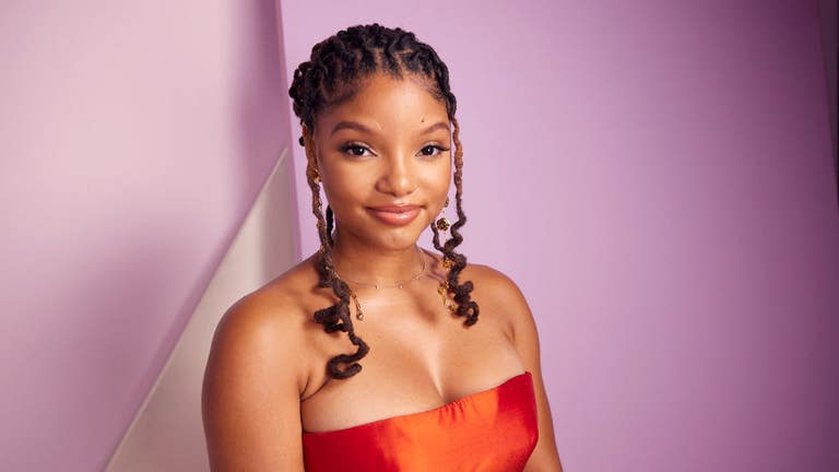 halle bailey purple dress THE COLOR PURPLE Star Halle Bailey on JIMMY KIMMEL LIVE!