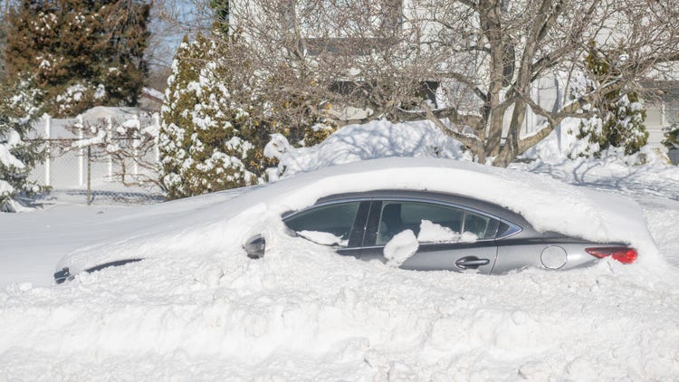 Car in Buffalo snowstorm