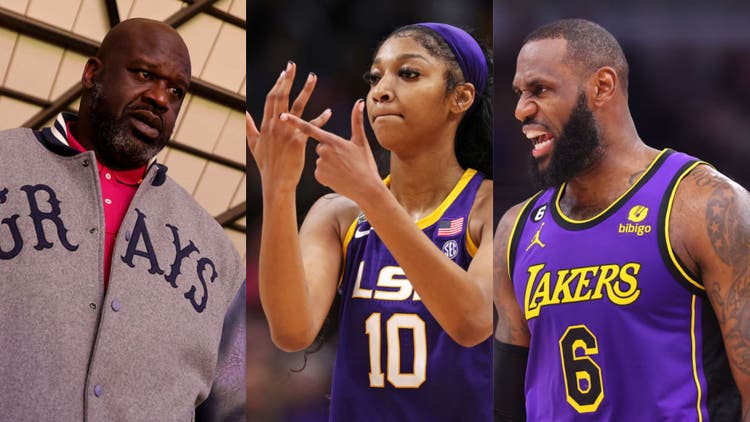 Shaquille O'Neal, Angel Reese, and LeBron James