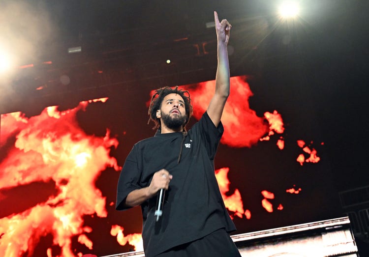 Rapper J. Cole performs onstage during 2023 HOT 107.9's Birthday Bash at State Farm Arena on June 17, 2023 in Atlanta, Georgia.