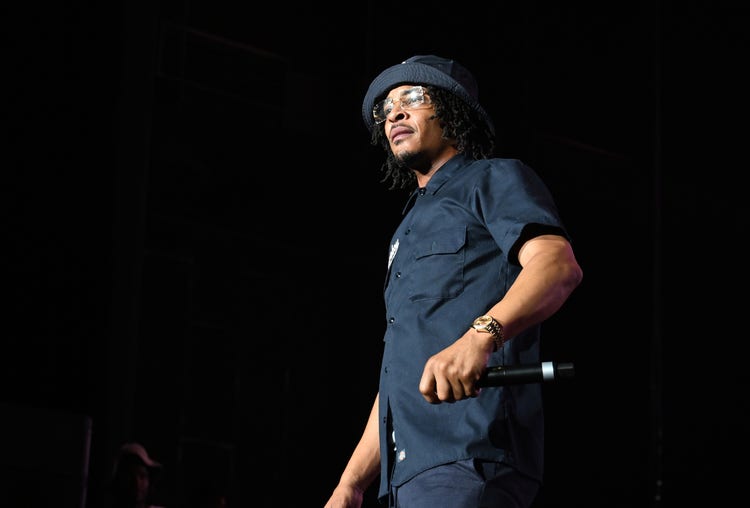 Rapper T.I. performs onstage during ATL Hip-Hop Hop 50 concert: Yesterday, Today And (404)-Ever at Cellairis Amphitheatre at Lakewood on August 13, 2023 in Atlanta, Georgia