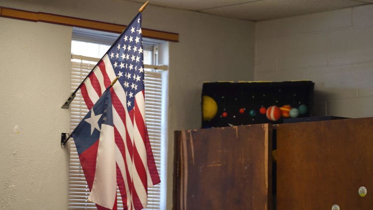 Texas flag in classroom