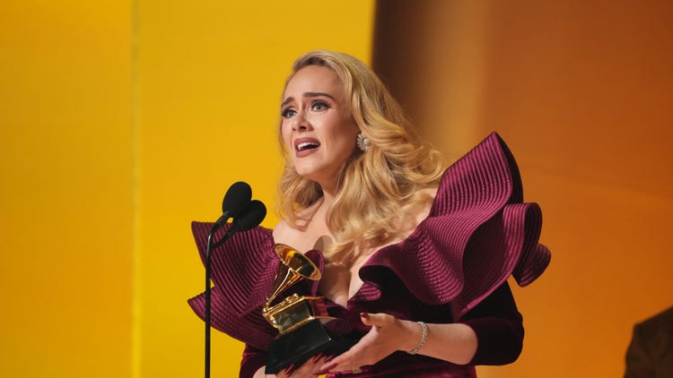Adele accepts Best Pop Solo Performance for “Easy On Me