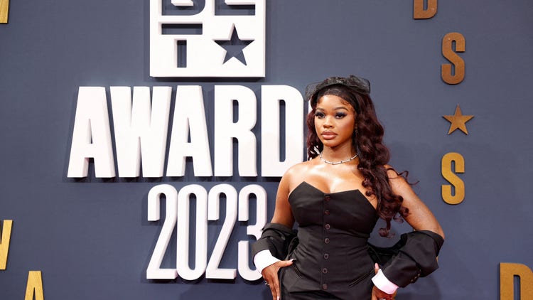 US rapper JT from City Girls arrives for the 2023 BET awards at the Microsoft theatre in Los Angeles, June 25, 2023.
