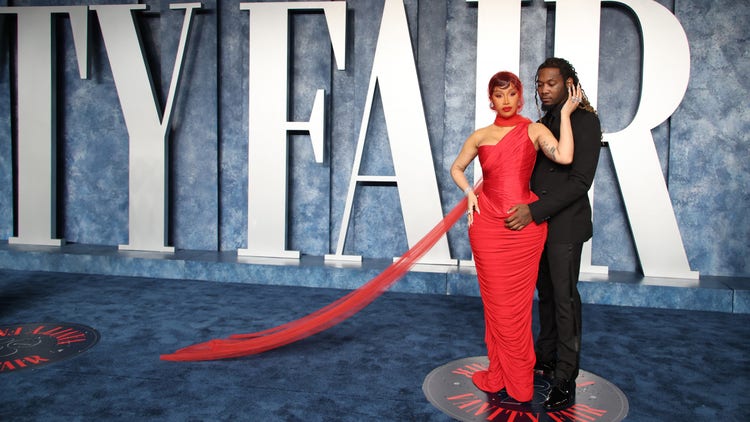 Cardi B and Offset attend the 2023 Vanity Fair Oscar Party hosted by Radhika Jones at Wallis Annenberg Center for the Performing Arts on March 12, 2023 in Beverly Hills, California.