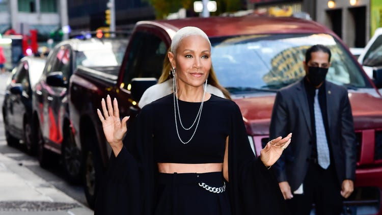 Jada Pinkett Smith leaves 'The Late Show With Stephen Colbert' at the Ed Sullivan Theater on October 16, 2023 in New York City.