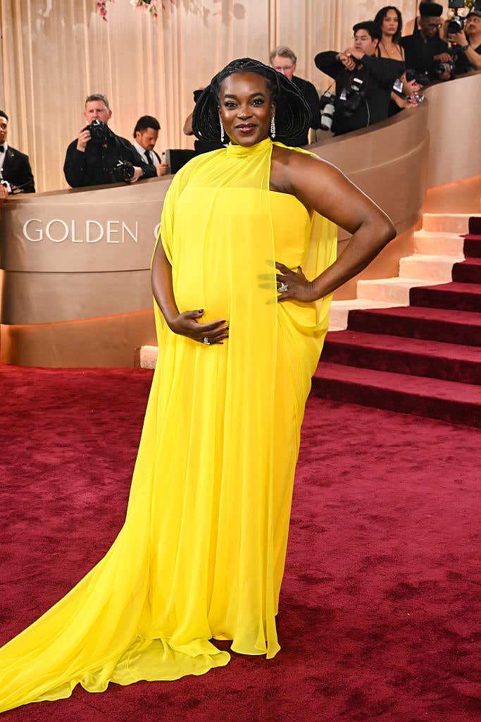 golden globe yellow dress Golden Globes Fashion: Ariana Grande eschews Glinda pink for pale yellow (brick road) silk
